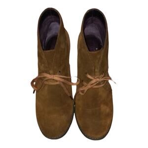 Clarks Indigo‎ Cognac Water Row lace up Granny Booties size 7.5